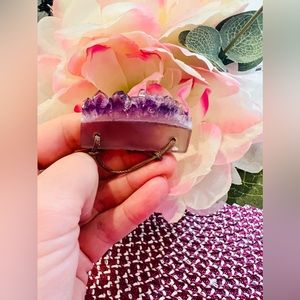 Amethyst raw natural crystal quartz stone pendant